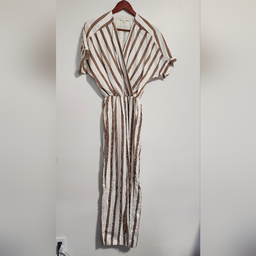 Maje V-Neck Striped Jumpsuit